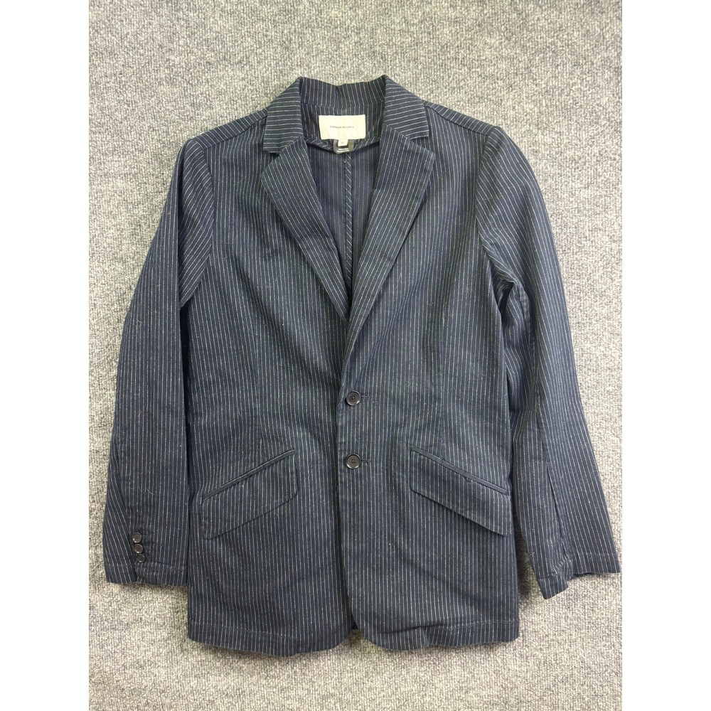 Current/Elliott Pinstripe Blazer Womens Size 0 Navy Blue Stretch Cotton Jacket